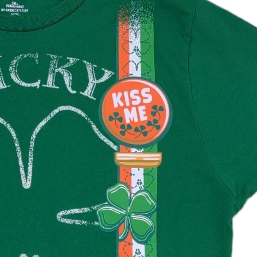 Lucky Green Tshirt Suspenders Flair Clover Size Small - Picture 11 of 12